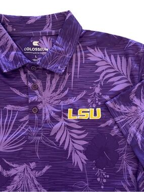 Colosseum Purple LSU Tigers Tropical Palms Team Performance Polo Men’s Large